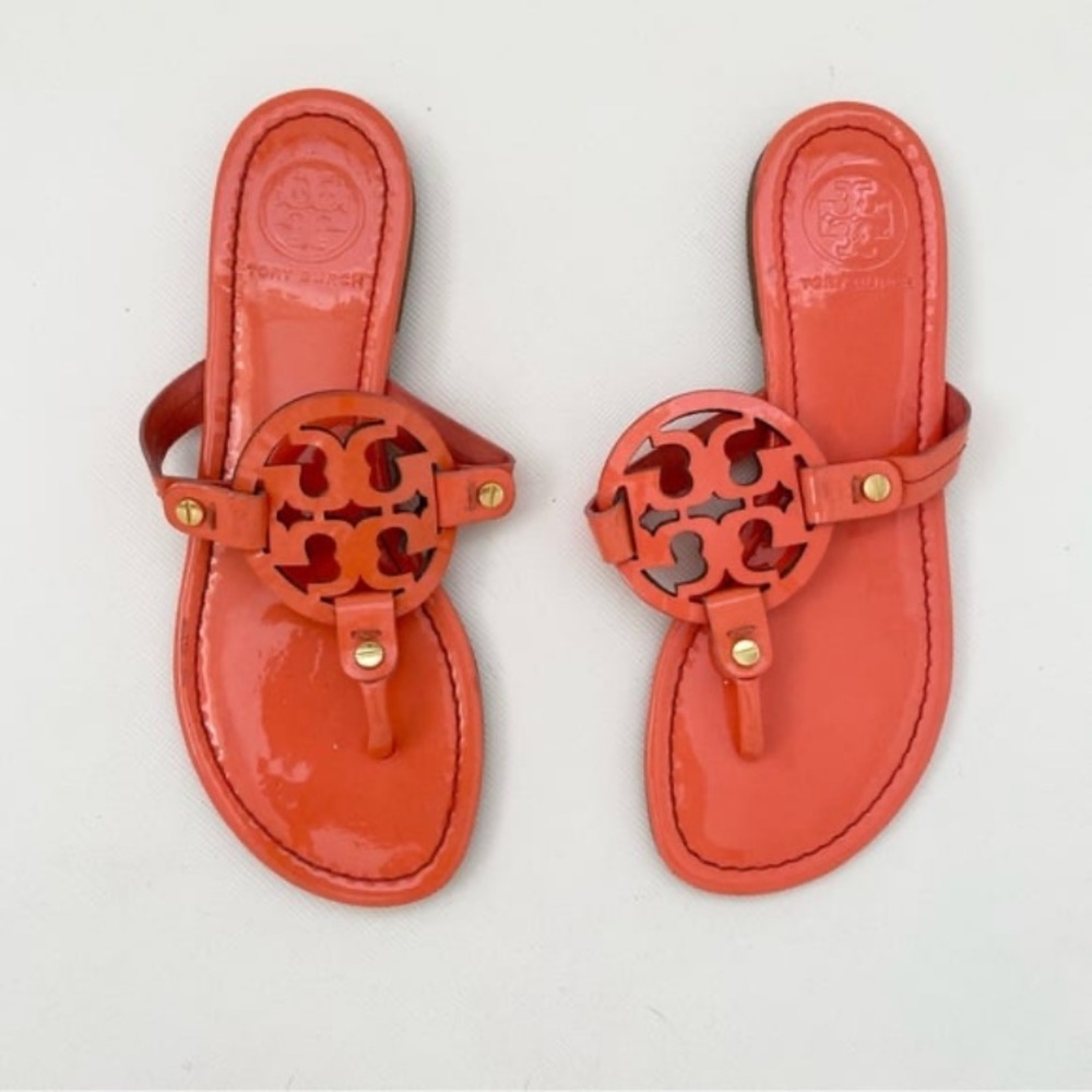 Tory Burch Neon Coral Miller Patent Sandal